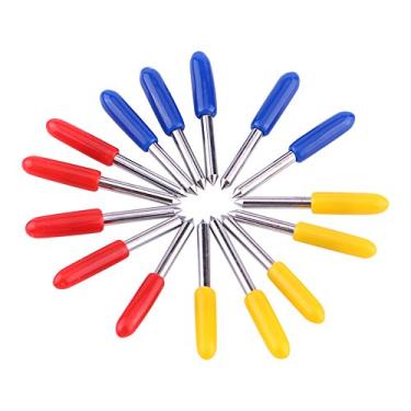 Imagem de WALFRONT Lâminas de Cortador de Carboneto de Tungstênio, 15 Peças, Lâminas de Plotter de 30 45 60 Graus Com Tampas Protetoras, para Plotadoras de Corte