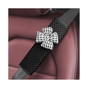 Imagem de Mandark Capas de cinto de segurança de carro com laço fofo, 2 peças almofadas de almofada de pescoço para cinto de segurança para veículos, decoração protetora de alça de ombro para mulheres e meninas
