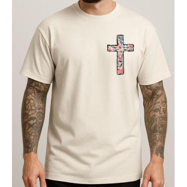 Imagem de Camiseta Masculina Algodão Penteado 30.1 Estampa Floral Discreta Camis