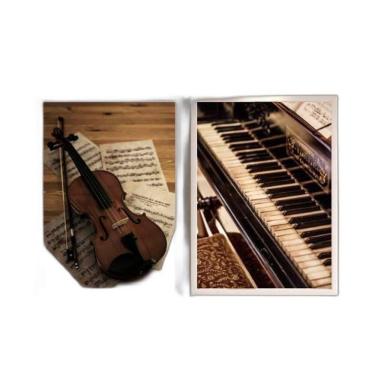 Imagem de Kit Quadro Decorativo Piano E Violino 45x34cm 2 Peças