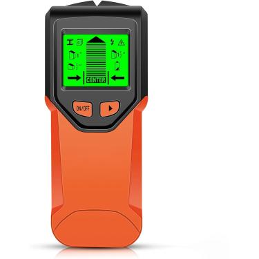 Imagem de Scanner de parede – Ferramenta localizadora de pinos 5 em 1 com chip inteligente e tela LCD HD, localizadores de feixe de detector de pinos para o centro e a borda do tubo de vigas de metal de fio CA