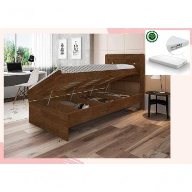 Imagem de Cama Solteiro Baú E Colchão Solt. D20 Larissa Mdf/mdp Malbec