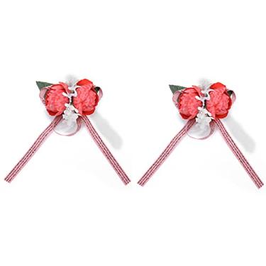 Imagem de Ainoli 2 unidades de flor de pulso artificial inovadora, corpete de pulso para dama de honra, decoração de casamento (Vermelha)