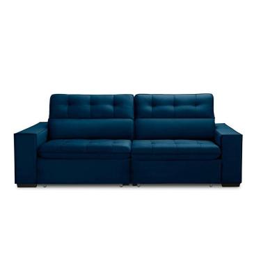 Imagem de Sofa Retratil Reclinavel 2 Lugares 2,40 Vitória Veludo Azul Marinho Lansofbr
