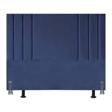 Imagem de Cabeceira 195 Cm Suede Moderna King Clássica Cama Box Frame Azul Marinho