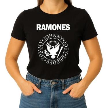 Imagem de Camiseta Camisa Adulto Feminina Masculina Algodão Banda de Rock Ramone