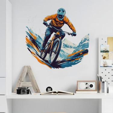 Imagem de Adesivo de parede em aquarela Mountain Biking PVC 30x60cm - yiweisai