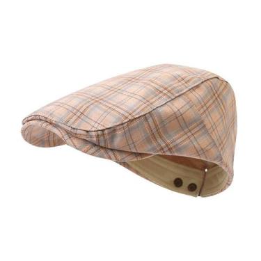 Imagem de Chapéu Gatsby Newsboy de boné plano com design xadrez para homens - Yi