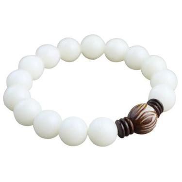 Imagem de Pulseira Bodhizi White Bodhi Root de 10 mm com miçangas de lótus - yiw