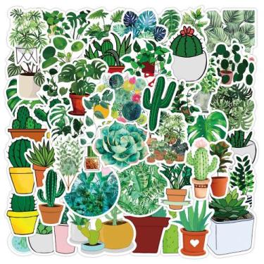 Imagem de Adesivos Cactus, 50 peças, lindos decalques de vinil de desenhos anima