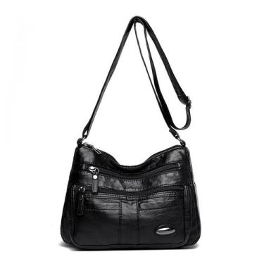 Imagem de Bolsa Messenger de couro macio com vários bolsos 26x9x18,5 cm - yiweis