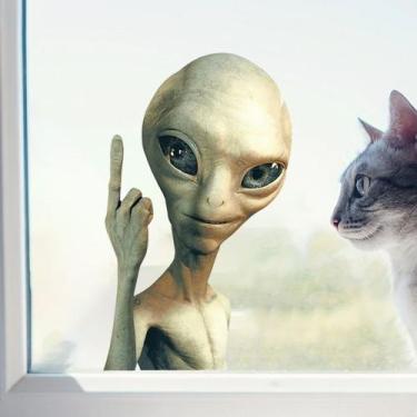 Imagem de Adesivos de parede em PVC alienígena para banheiro, vaso sanitário e d