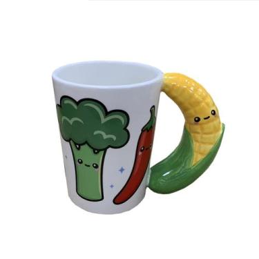 Imagem de Caneca de cerâmica engraçada: brócolis, pimenta, milho, 380 ml - yiwei