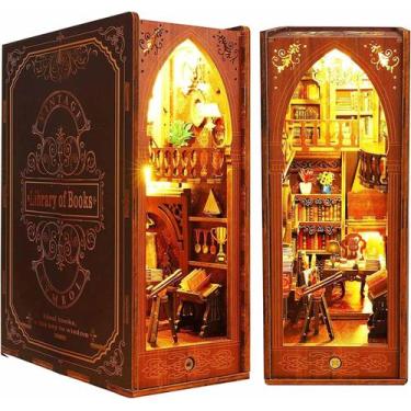 Imagem de Kit de casa de bonecas em miniatura Funle Book Nook com luzes LED