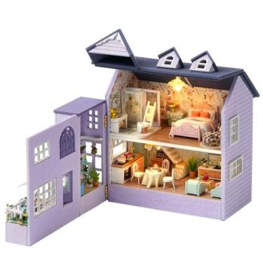 Imagem de Kit Dollhouse Roroom DIY Miniature com LED Happy House