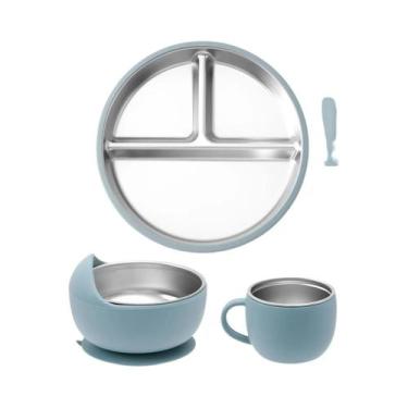 Imagem de Conjunto De Alimentação Para Bebês 5 Peças: Prato, Tigela, Garfo, Colh