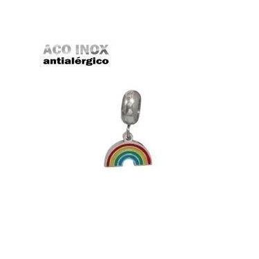Imagem de Pingente Arco Iris Aço Inóx Antialérgico Pulseiras Berloque - Pulseira