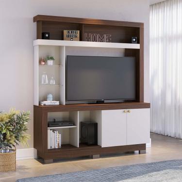 Imagem de Estante Valença para Sala de TV até 50 Polegadas Nogueira Real Off White Colibri