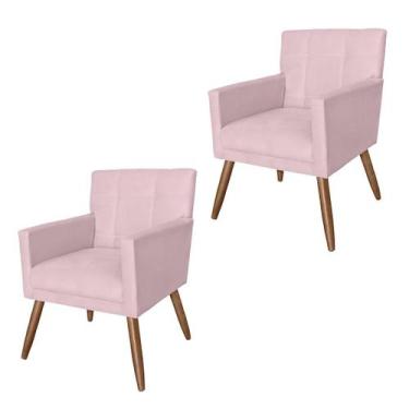 Imagem de Conjunto 2 Poltronas Estofadas Pés Palito Sala de Visitas Onix Suede R