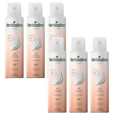 Imagem de Kit 6 Desodorante Aerossol Herbíssimo Care Sem Álcool Vanilla 150Ml  D