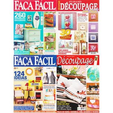 Imagem de Revista Artesanato Faça Fácil Découpage Decoração Casa Kit 4 Volumes -