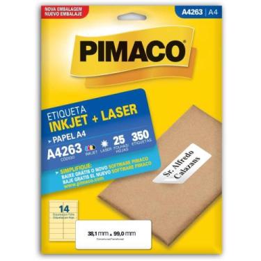 Imagem de Etiqueta A4 A4263 25 FLS 38,1 X 99,0 MM CT.C/350 - Pimaco