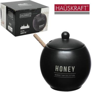 Imagem de Meleira Porcelana Preta Hauskraft Manhattan 350ml Com Colher - Haüskaf