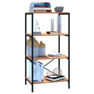 Imagem de Estante Livreiro Baixa Multiuso Padova 60cm 4 Prateleiras Demolição Preto - Abmaza