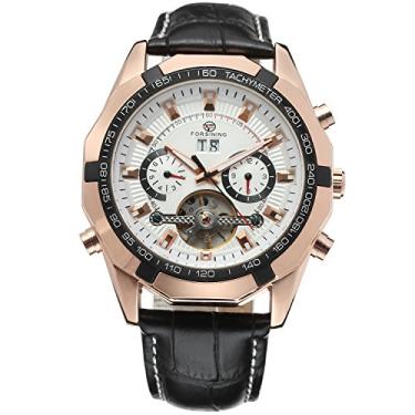 Imagem de Relógio Masculino Forsining Auto Winding Original Turbilhão Automático Calendário Pulseira de Couro FSG340M3T4