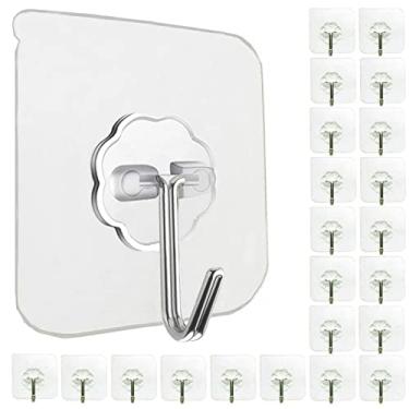 Imagem de Jwxstore Ganchos de parede para pendurar 15 kg (máximo) ganchos autoadesivos para serviço pesado, pacote com 24 ganchos transparentes à prova d'água para chaves, banheiro, chuveiro,