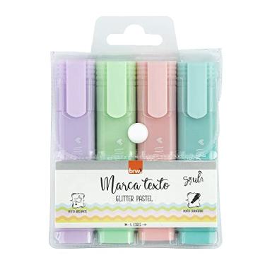 Imagem de Caneta Marca Texto Pastel com Glitter Blister com 4 Unidades, BRW