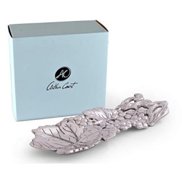 Imagem de Arthur Court Descanso de colher com padrão de uva - metal decorativo de alumínio - suporte para cozinha, concha de espátula, escova e outros utensílios de cozinha 21,5 x 8,9 cm