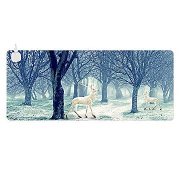 Imagem de Yajun Almofada de mesa de aquecimento aquecimento elétrico computador portátil desktop tapetes de escrita ultra-finos personalidade cobertor protetor de mouse cobertor, alce, botão