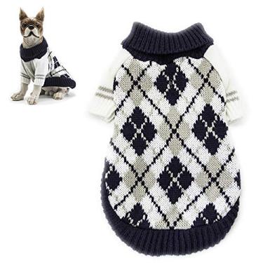 Imagem de Yajun Suéter de inverno para animais de estimação quente malha moda roupas para cães outono casa roupa macia para cães casaco design elegante suéter confortável, cinza, G