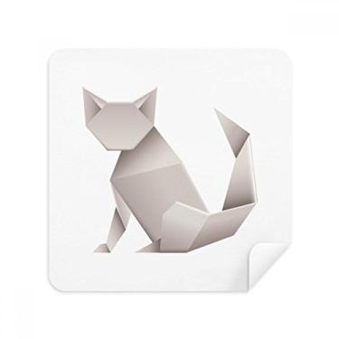 Imagem de Origami Geométrico Abstrato Padrão Gato Óculos Pano Limpador de Tela Tecido Camurça Pacote com 2