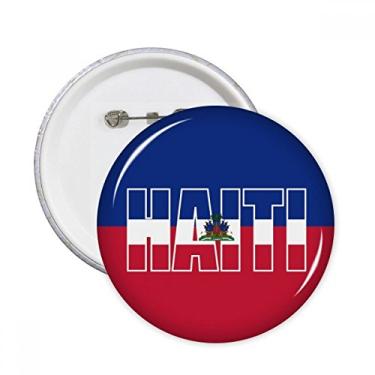 Imagem de Broche redondo com nome da bandeira do país do Haiti com emblema de botão para decoração 5 peças