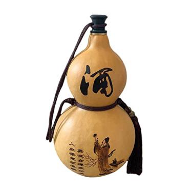 Imagem de Fenteer Garrafa de água portátil, pingente calabash decoração de mesa chaleira bule de chá ornamento garrafa de bebida adereços de fotografia para churrasco em casa, estilo B