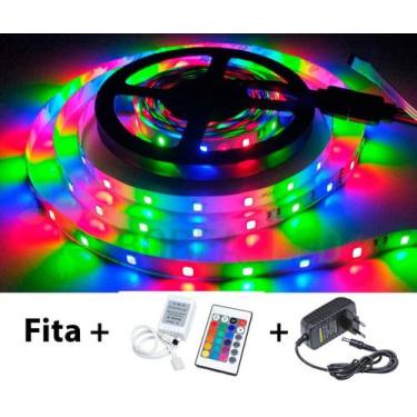 Imagem de Fita Led 2835 Rgb Colorida 5M 300 Leds Ip20 + Controle + Fonte - Borea