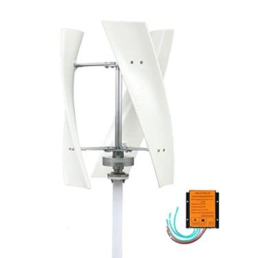 Imagem de Gerador de turbina eólica vertical de 3 lâminas 4000W, gerador de turbina eólica eficiente de 12V 24V 48V 220V com controlador MPPT para uso doméstico (branco),220v