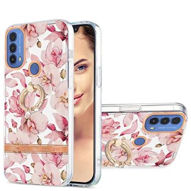 Imagem de HONGYAN Capa de telefone Para Motorola Moto E20 / E30 / E40 Ring IMD Flowers TPU Caixa de telefone Capa protetora