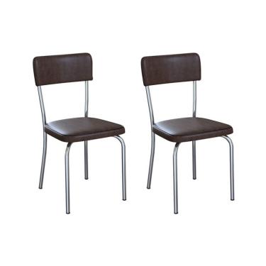 Imagem de Conjunto com 2 Cadeiras de Cozinha Marshal Tabaco e Cromado