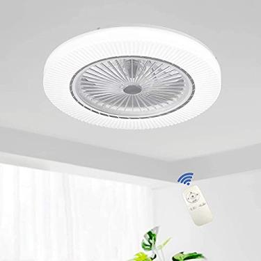 Imagem de Ventilador de teto LED com lâmpada Ventilador invisível moderno Ventilador de teto ultra silencioso com iluminação de 45W Sala de jantar Quarto Sala de estar Lâmpada de teto regulável com co