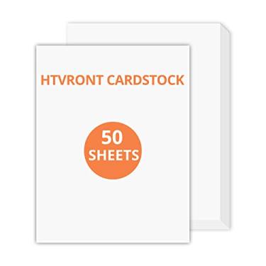 Imagem de HTVRONT Pacote de papel cartão branco – 50 folhas cartolina 21 x 28 cm, cartões grossos de 230 g/m2 para máquina de corte, papel branco para impressora para álbuns, artesanato, decoração de casa
