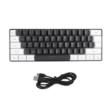 Imagem de Mini teclado RGB, teclado para jogos com fio, teclado de 61 teclas, teclado ergonômico para computador portátil (Preto)