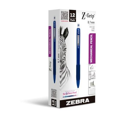 Imagem de Zebra Caneta lapiseira Z-Grip, ponta de 0,7 mm, grafite HB #2, barril opaco azul marinho, pacote com 12 (50420)