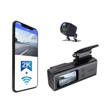 Imagem de XRC TECH Câmera de painel de lente dupla para carros, mini 2K WiFi DVR de carro 1440P + 1080P, câmeras ocultas de grande angular visão noturna, monitoramento de estacionamento 24H, gravador de vídeo
