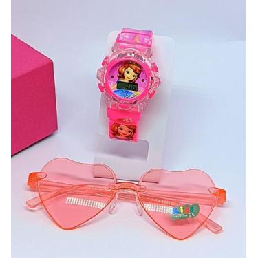 Imagem de Kit Relógios Infantil Digital Pisca Luz Led Princesas Barbie Minnie + 