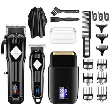 Imagem de Roziapro Aparador de cabelo masculino Zero Gapped T-Blade Trimmer recarregável Foil Shavers Kit profissional de corte de cabelo (preto)