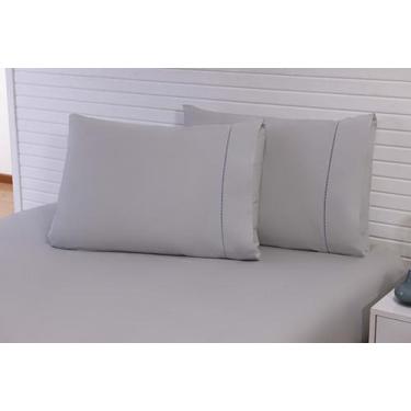 Imagem de Kit 4 Fronhas 60x80 100% Algodão 180 Fio Ponto Palito Cinza - MTR ENXO