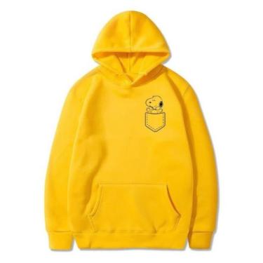 Imagem de Moletom Canguru Com Estampa Snoopy Bolsinho Blusa De Frio Unissex. - S